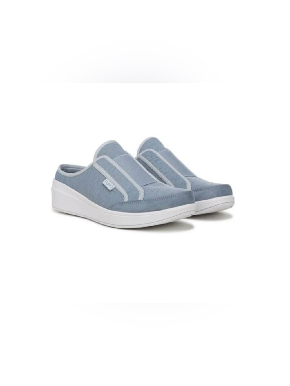 Ryka Light Blue Slip-On Mules with White Trim
